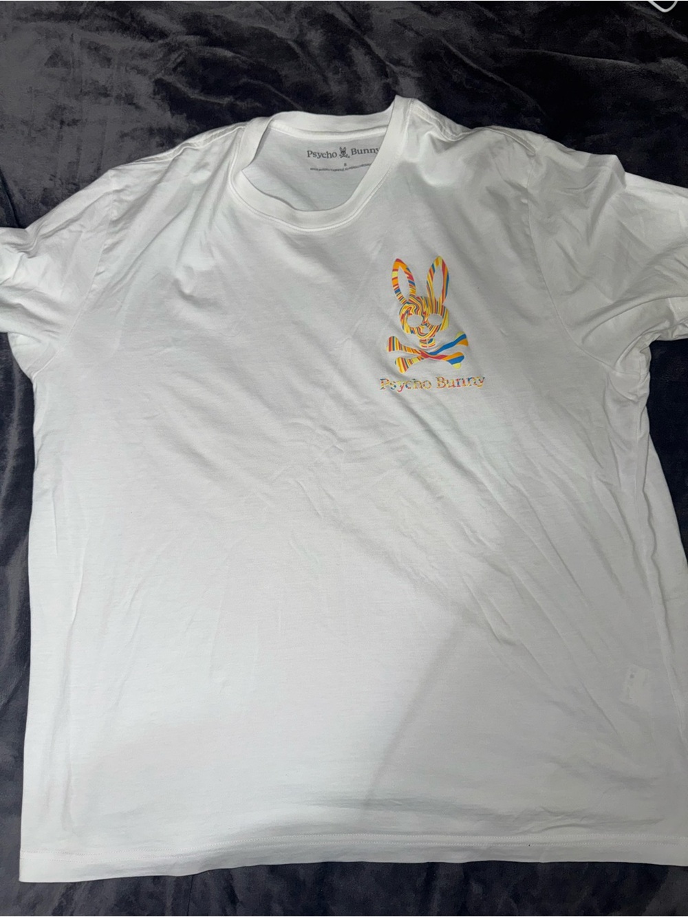 Psycho Bunny Mens White Rainbow Bunny Logo Tee